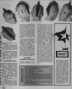 This 1989 article about punk rock in Hungary shows Gabi in a teenage Mohawk. This was his first  appearance in the media.